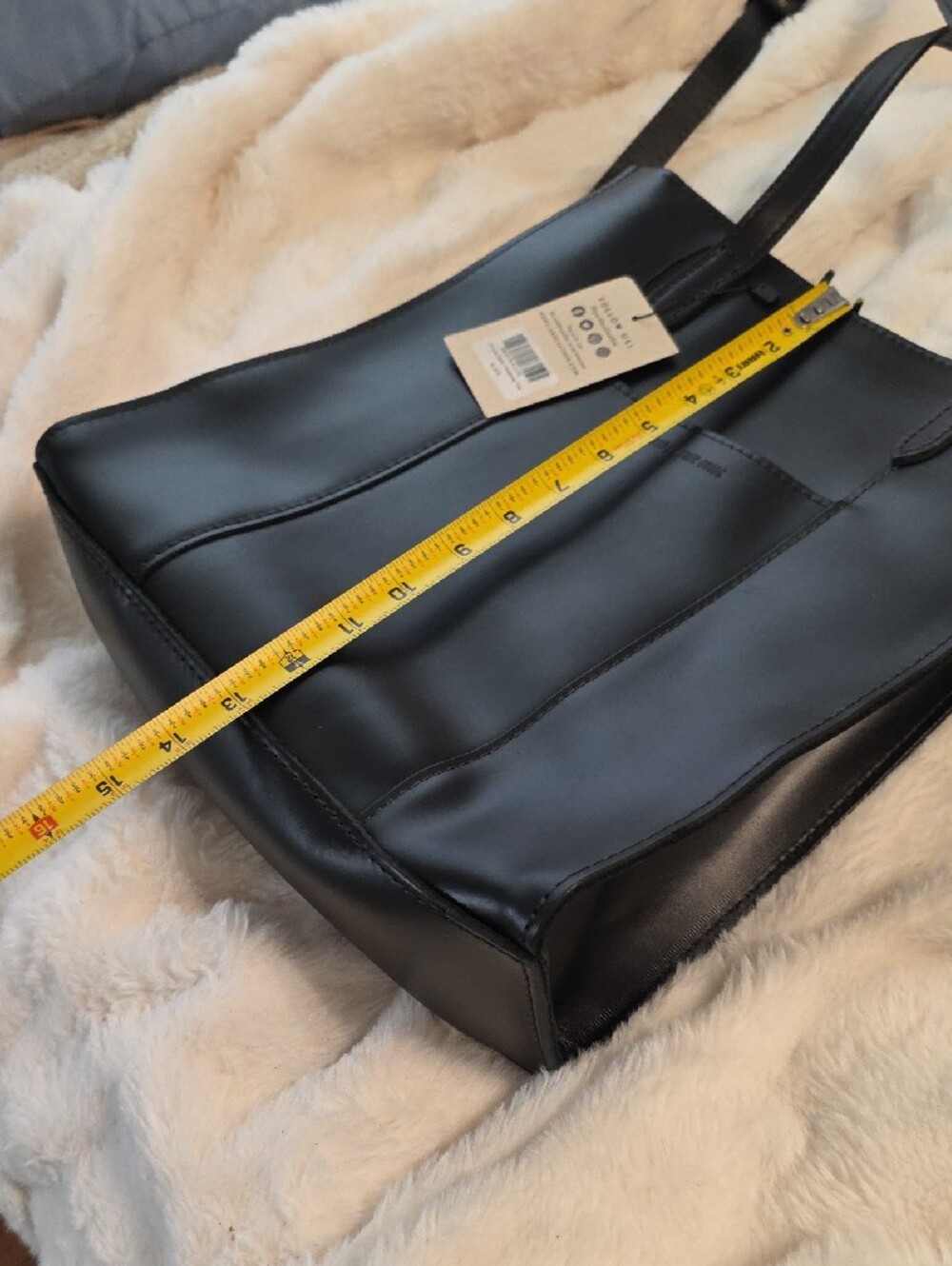 NWT Portland Leather Black Smooth Tote with Top Handles and Strap - Picture 9 of 11